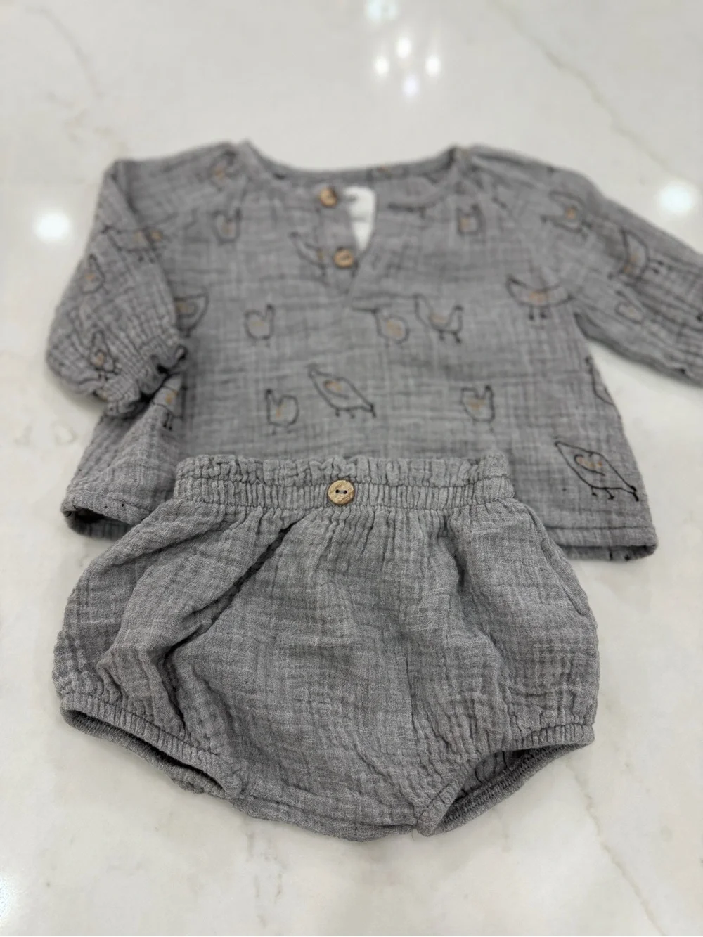 PlayUp Baby Chicken Print Two-Piece Set